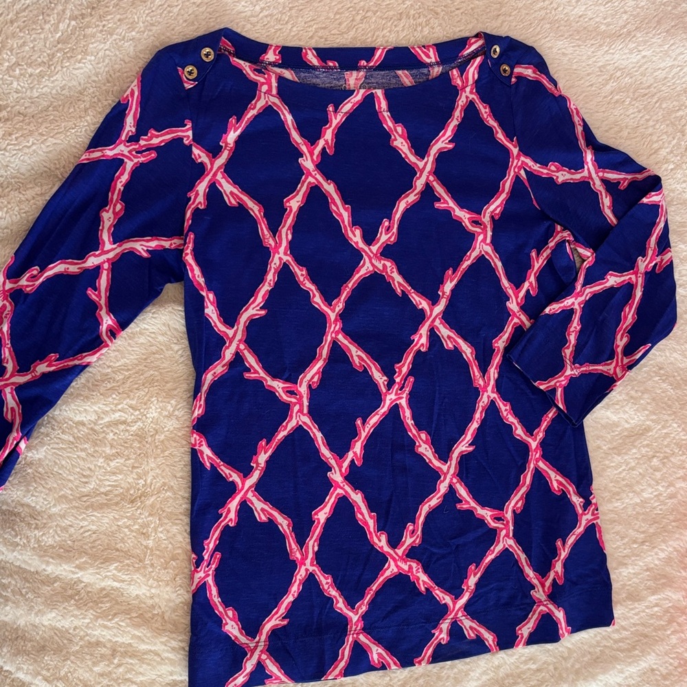 Lilly Pulitzer Blue and Pink Long Sleeve Top